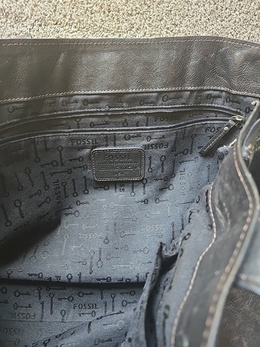 Fossil Black Leather Book Purse Laptop Bag - Picture 13 of 19