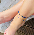 Minimalist Blue Gemstone Foot Anklet Natural Lapis Lazuli Beaded Ankle Bracelet