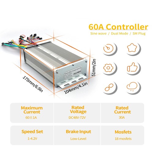 Ebike Controller 48V-72V 60A Dual-mode Brushless Controller with UKC1 Display US - Picture 3 of 10