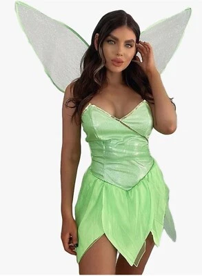 Womens green fairy elf forest pixie fancy dress costume size L