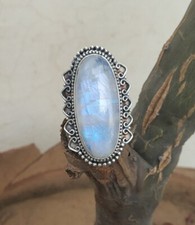 925 Sterling Silver Natural Moonstone Ring Gemstone Women Jewelry For Her F 21