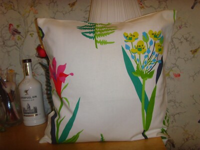 MADE IN SANDERSON STOFF FLORAL BAZAAR KISSENBEZUG FÜR 16 Zoll Pad WEISS MULTI