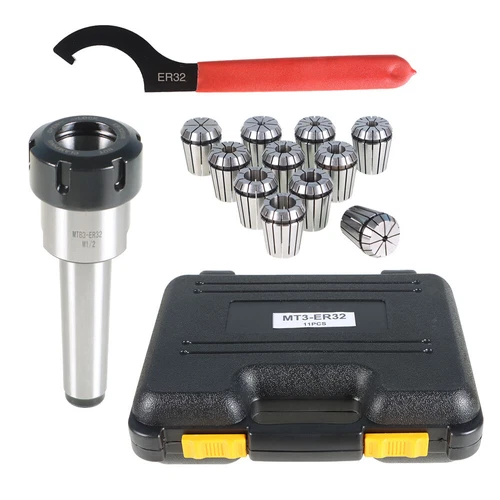 MT3 Shank With 11PC ER32 Collet Set ER32 Chuck & Spanner For Milling Machine US