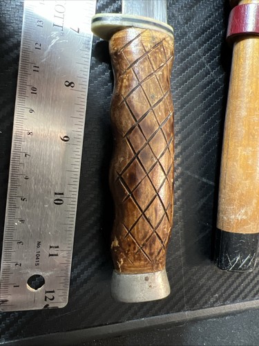 Fixed Blade Knife Vintage Siegfried Finest Steel Made In Japan With Wood Sheath - Picture 8 of 18