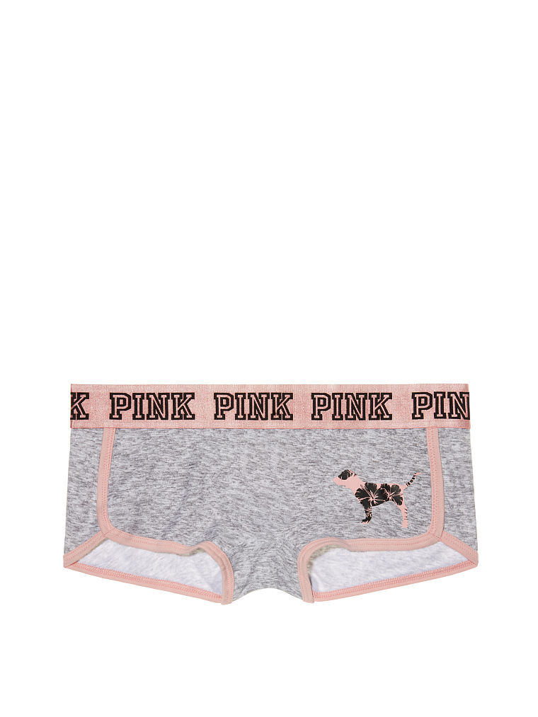 Victoria's Secret PINK Logo Boyshort Panty Floral Dog Logo