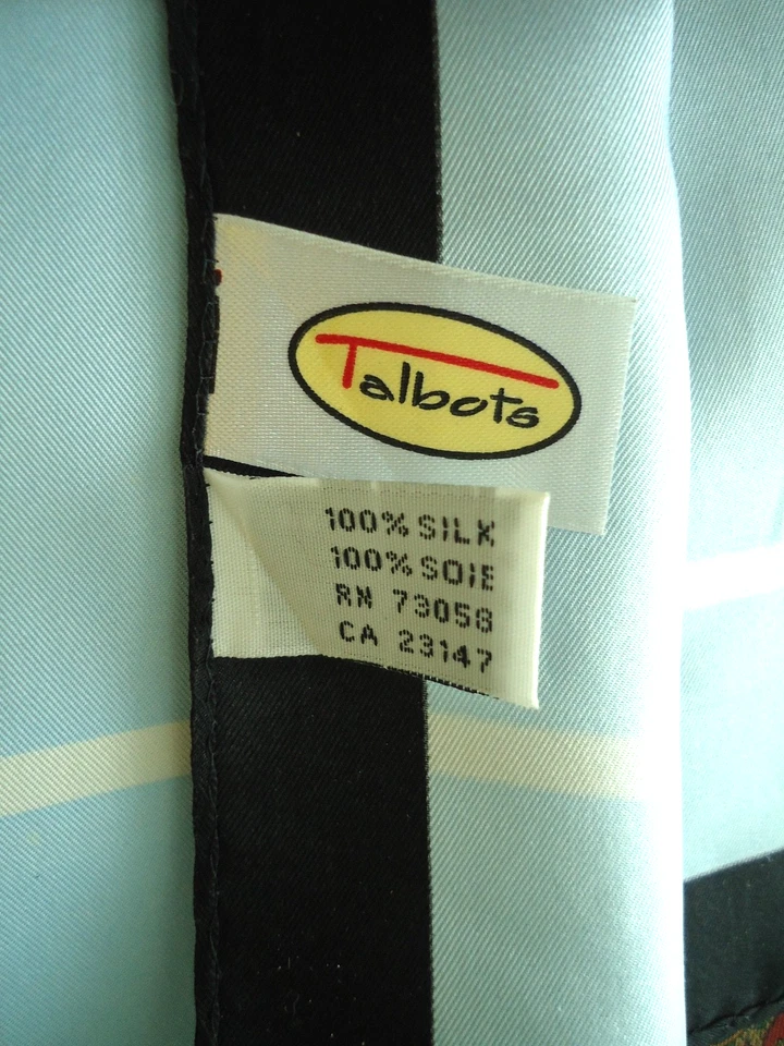 Bufanda gris azul 100 % seda rectangular talla 62x13 pulgadas Talbots años 80 de colección Foto 4 de 4