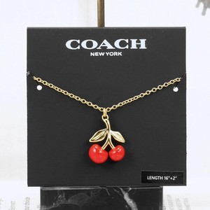 Authentic NWT Coach Red Enamel Cherry Necklace Gold Plated