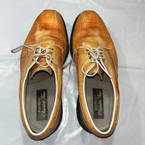 FOOTJOY TAN ORANGE BEIGE classics TOUR GOLF SHOES LACE UP OPTIFLEX mens 10.5 C - Picture 2 of 13