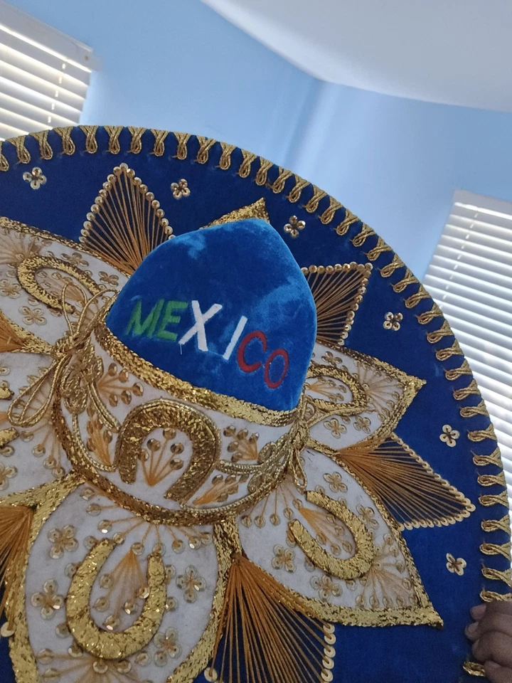 SOMBRERO MARIACHI MEXICANO, CHARRO, SOMBRERO, DISFRAZ, 22" TALLA ÚNICA, AZUL REAL Foto 2 de 3