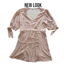 New Look Womens Cream Floral Summer Dress Size 14