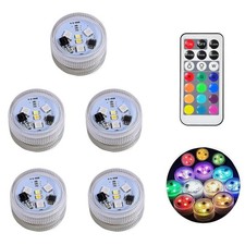 Mini Submersible Led Lights, 5pcs Small Underwater Tea Lights Candles Waterpr...