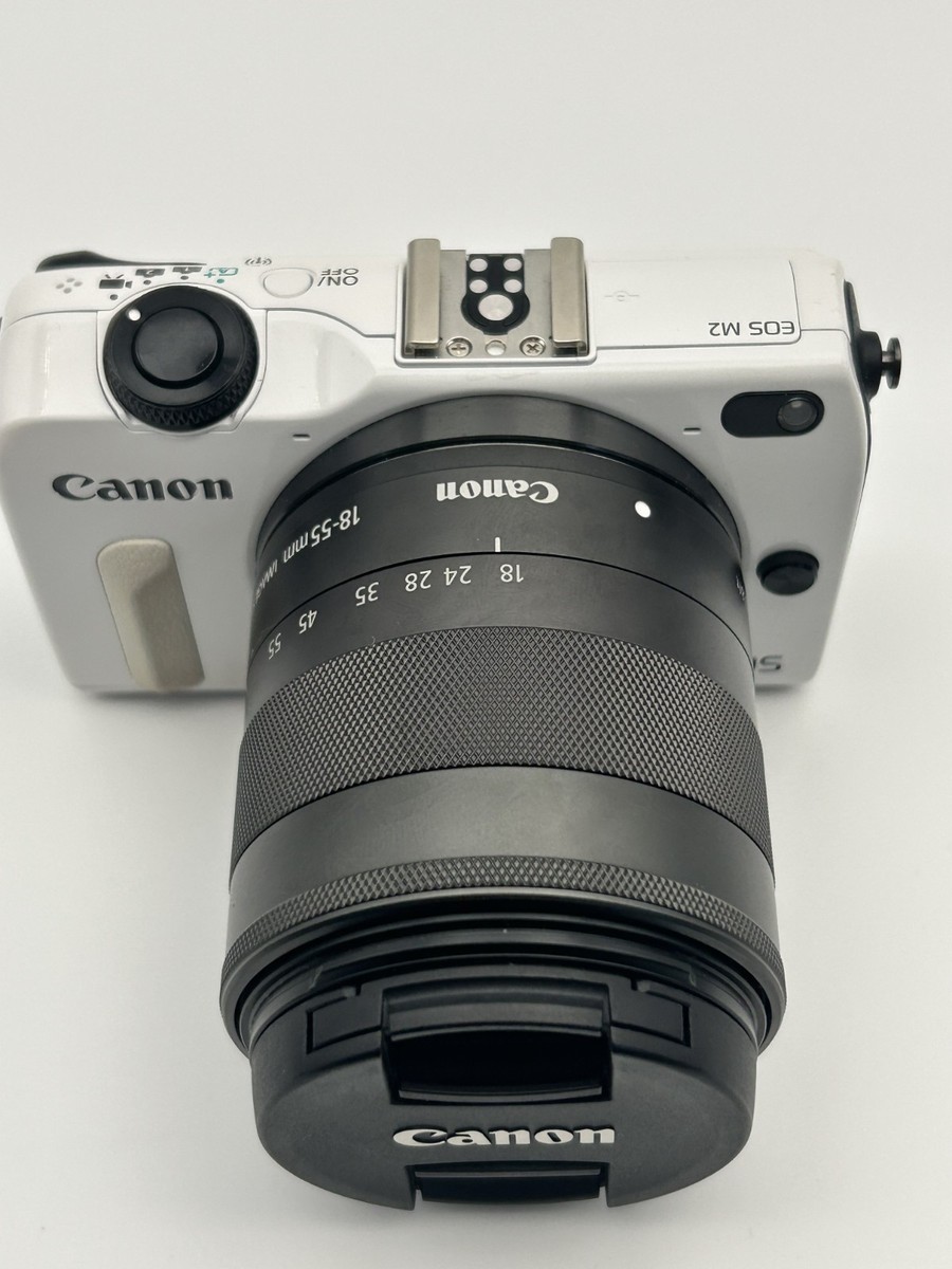 Near Mint Canon EOS M2 White w/ EF-M 18-55mm IS STM Lens From