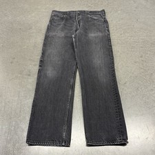 Vintage 90s Levi's 501 0660 Black Denim Jeans Distressed Made in USA 32x30