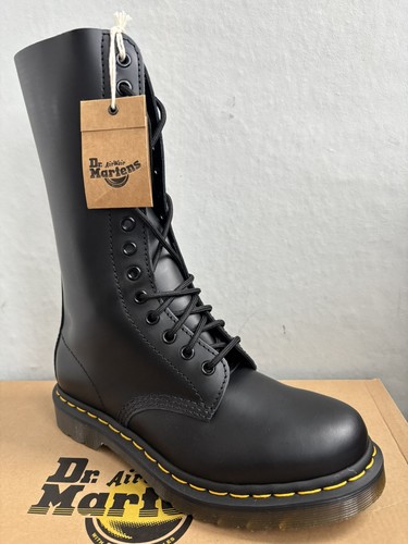 BOTAS DR MARTENS NEGRAS 1914 CUERO LISO ALTAS CON CORDONES TALLA UK 5 EU 38 - Imagen 1 de 7