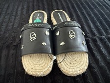 Karl Lagerfeld Paris Women s Black Slip- On Espadrille Sandals Size 7.5 New