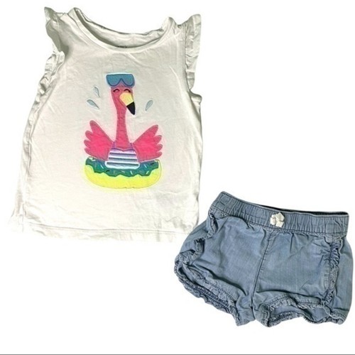 Carter’s Flamingo Sleeveless Tank Top & Shorts Girl’s Size 3T