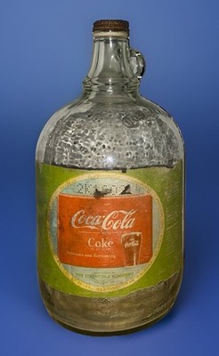 Vintage 1960's 1 Gallon Coca-Cola Coke Syrup Glass Jug Bottle With Label And Cap