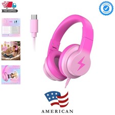 Wired USB C Kids Headphones, 85dB Safe Volume Limit, HD Stereo Sound, Adjusta...
