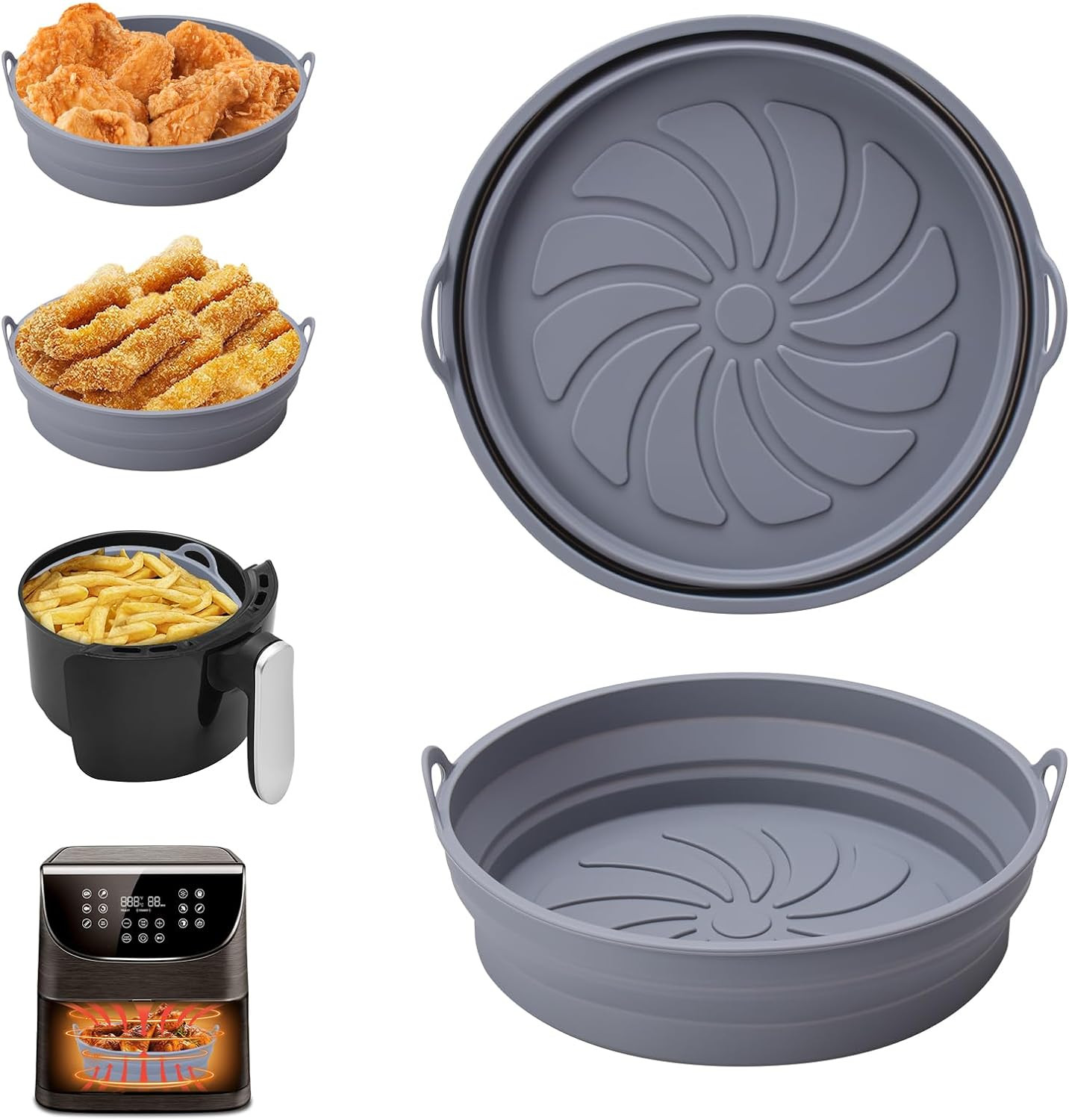 Teglie per Friggitrice Ad Aria, 2 Pezzi Teglia Accessori in Silicone per Air Fry