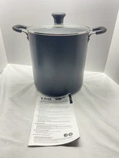 T-fal 12 Quart Black Nonstick Stock Pot With Glass Lid ~ New with papers