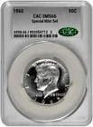 1965 SMS 50C Kennedy Half Dollar CAC Graded MS 66 Light Cameo in New Holder