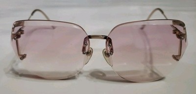 HOYA N 05902 Golt Tone Frame Eyeglass Rose Lenses Made in Japan HI-NI 130 Retro
