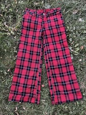 Vintage 70s Tartan Plaid Wide Leg Pants Welt Pockets By Male