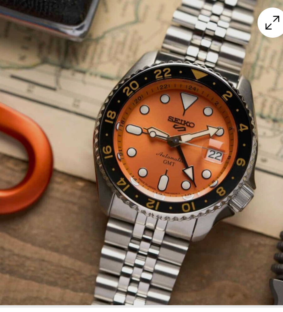 Seiko 5 Five Sports SSK005 GMT Automatic Watch 100 Meter Orange