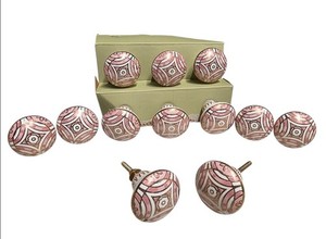 Ceramic furniture knobs with pink/gold accent design drawers,dressers,cabinet-12