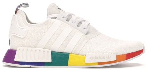 Size 11.5 Adidas NMD_R1 Pride Cloud White Rainbow Mens Athletic‎ Shoes FY9024 adidas Originals Men NMD R1 Boost Pride White Multicolour  main image 3