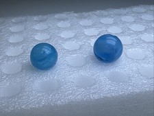 189 Lot Of 2 Double Seam CAC Blue Slag Marbles .550-.610