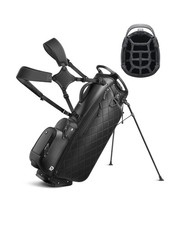 14 Way Golf Stand Bag, Full Length Dividers PU Leather Golf Bag with Plush To...