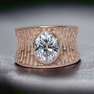 Moissanite Oval Cut With 14k Yellow Gold Ring For Men's #788 #