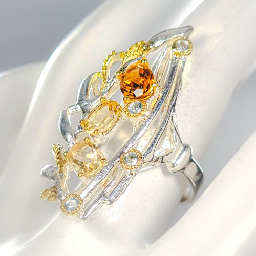 Gems ring Natural Citrine Ring 925 Sterling Silver Size 7.25
