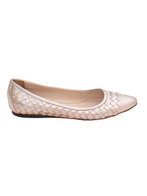 Bottega Veneta flache Damenschuhe UK 3,5 gold 100% Leder Ballerinas