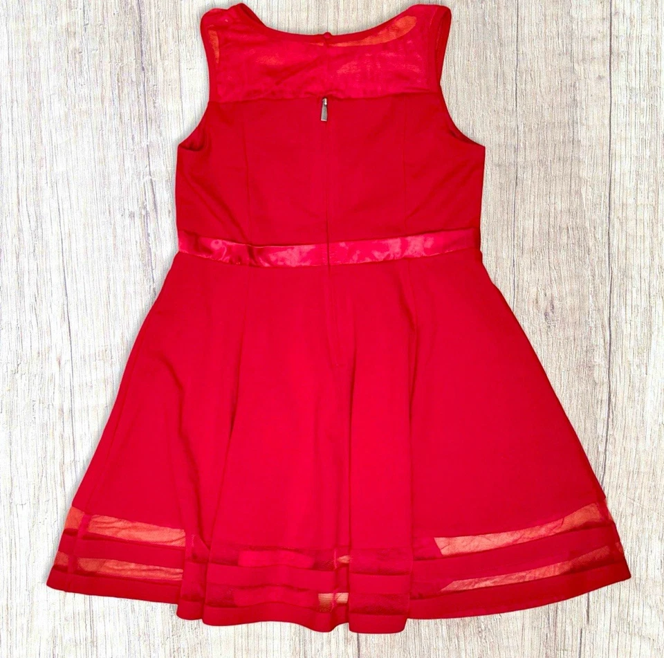 Calvin Klein Red Sleeveless Fit & Flare Satin Bow Formal Gown Dress Sz 12.5 NWT - Image 4 of 4