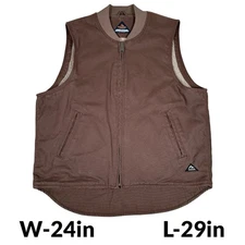 RIDGECUT TOUGHWEAR Full Zip Vest Brown Duck Canvas Sherpa Lined Men’s Size Large