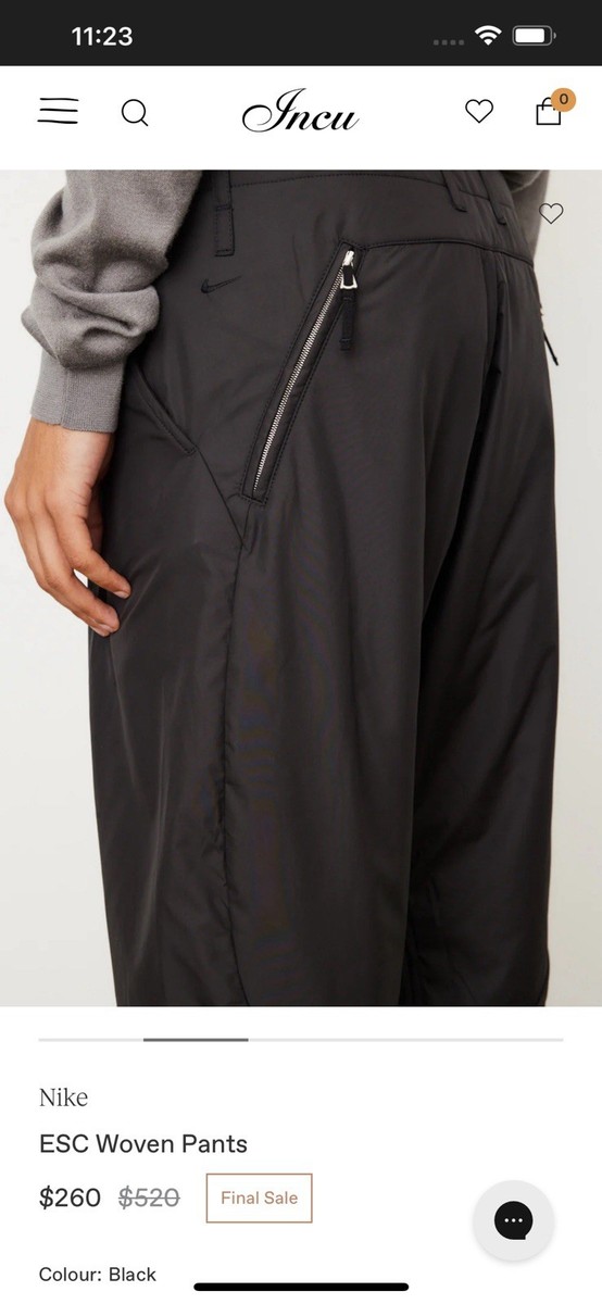 NIKE ESC Woven Pants XXL 2XL Black Every Stitch Considered DV7473