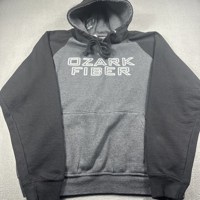 US Apparel Men s Ozark Fiber Long Sleeve  Hoodie W/Pocket Sz L Blk/Gray
