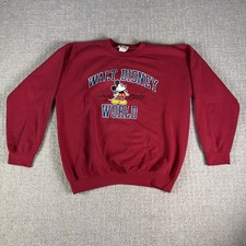 Vintage 90s Walt Disney World Mickey Mouse Maroon Crewneck Sweatshirt Size Large