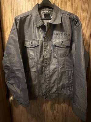 Vintage Men's Roca Wear Black-Gray Washed Jean Shirt Jacket 3XL