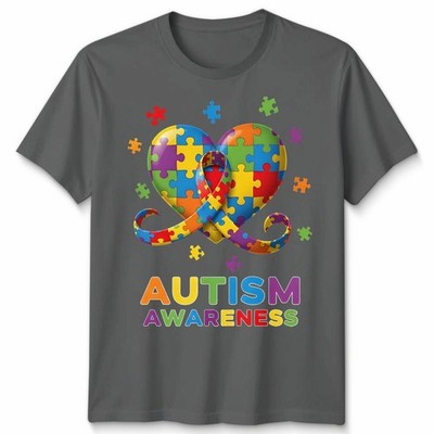 Autism Awareness Unisex Tshirt Ribbon Puzzle Pieces Colors Gift