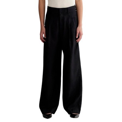 Everlane The Linen Way-High Wide Leg Drape Pants in Black size 2