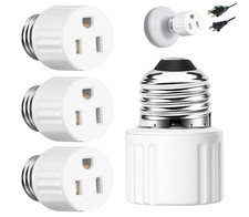 3 Pack E26/E27 Light Socket to Plug Adapter 2/3 Prong Light Bulb Outlet Adapter
