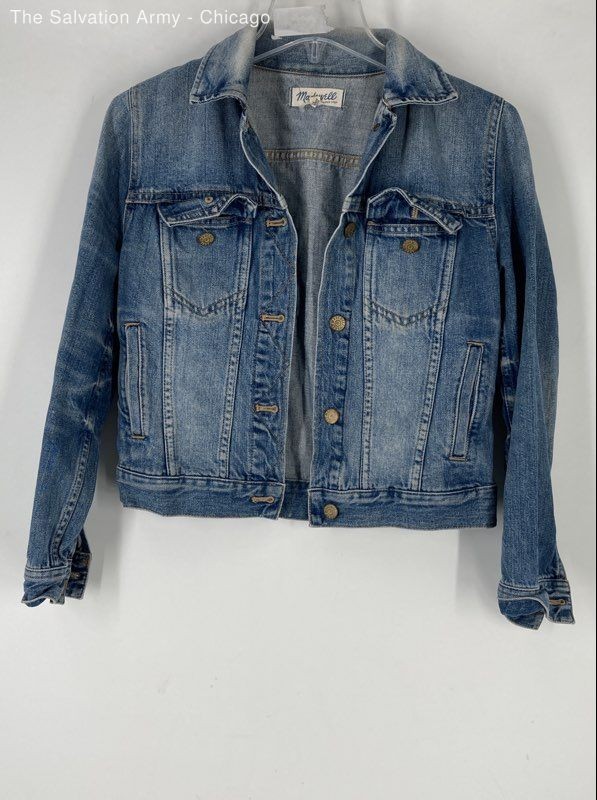 Madewell Womens Blue Pockets Long Sleeve Denim Trucker Jacket Size Small