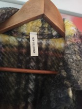 Neuwertige Bouclé Jacke Sehr Warm Gute Qualität Gelb Kariert AA73 Mit Knöpfen