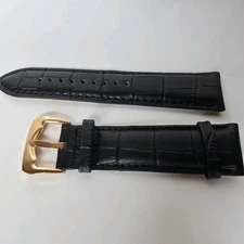 Lucien Piccard Watch Strap Band Black Leather 24mm
