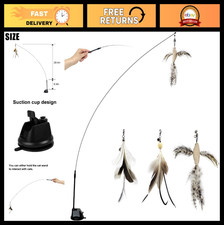 Interactive Cat Wand Toy Set with Suction Cup, Bird Simulation Teaser, 3 Feather