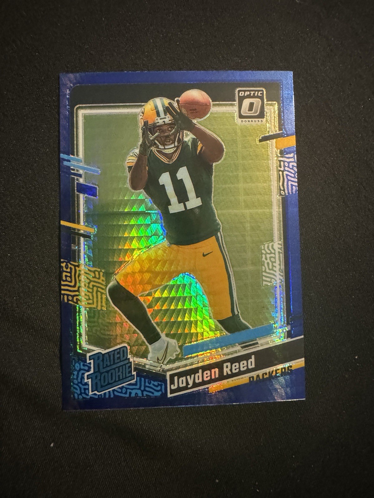 2023 Panini Donruss Optic - Rated Rookie Jayden Reed #239 Blue Hyper Prizm (RC)