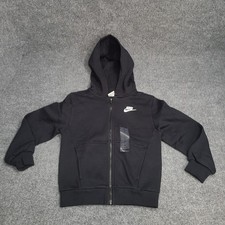Nike Sweatshirt Youth Small Black Zip Club Fleece Hoodie Sweater Boys Kids